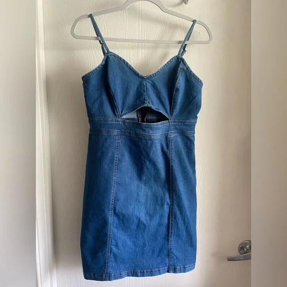 derek heart denim dress Derek Heart Colorblock Denim Dress
